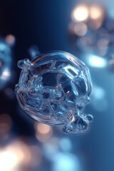 Aufkleber - Illustration of transparent glass spheres with dynamic play of light in cold blue tones