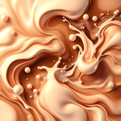 Leinwandbilder - Organic interplay of milk and coffee flows in an abstract composition. Creative concept design.