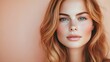 piękna kobieta, blondynka, profesjonalne zdjęcie, subtelne oświetlenie, fotografia beauty, makijaż naturalny, luksusowa estetyka, profesjonalny portret, europejska uroda, luksusowe tło, twarz kobiety,