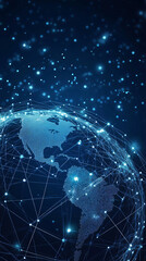 Aufkleber - Interactive digital world map displaying data connections and cyber transfers in the americas