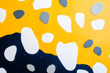 Sticker - Modern terrazzo pattern showcasing mustard yellow and gray-blue stones in a minimalist design