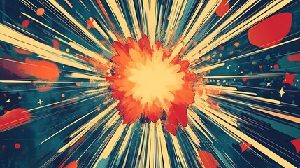 Wall Mural - abstract explosion background with bright colors and streaks of light