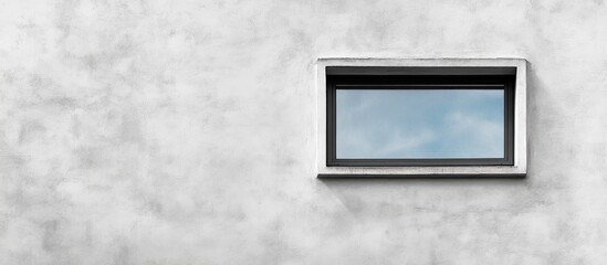 Rectangular window set in a textured grey wall enhancing minimalistic architecture