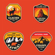 © Дмитрий Сальников - Set Emblems patch logo illustration of Glacier, Capitol Reef, Katmai, Grand Teton National Park, USA.