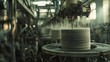 © Ragnar - A textile manufacturing facility with spinning machinery producing yarn.