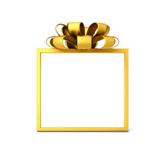 Leinwandbilder - Gold gift box frame mockup or present frame border display showcase isolated on white background with shadow minimal creative idea concepts 3D rendering
