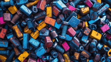 Colorful Bolts and Nuts