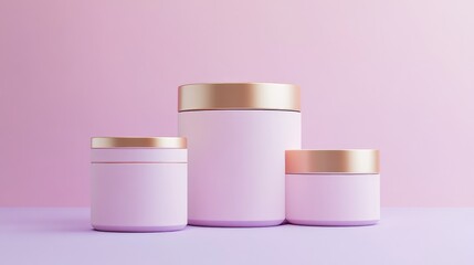 Poster - Cylinder podium with a purple background for product display mockups featuring 3D rendering and geometric shapes in a minimalistic setting for cosmetics