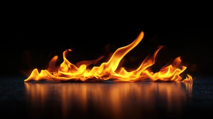 Poster - 3D rendering of fire flames on a black background for premium product presentation or business finance