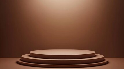 Aufkleber - Elegant showcase pedestal with a brown abstract 3D rendered podium background