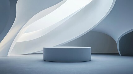 Fototapete - Minimalist abstract backdrop featuring a pedestal 3D illustration and rendering