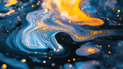 Aufkleber - Caustic fluid emits a soft glow with shimmering reflections on its surface