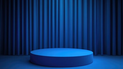 Aufkleber - 3D blue cylindrical podium with a minimalist studio backdrop Abstract geometric shape illustration rendering Display for technology products