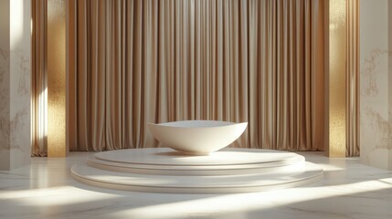 Aufkleber - Elegant backdrop featuring a pedestal and display case 3D illustration and rendering