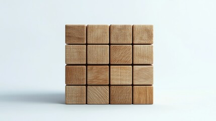 Wall Mural - Blank wooden cube for background concept with 3D rendering Empty wooden cube for educational or business purposes