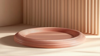 Poster - Pink circular podium for displaying items or products featuring a light colored twisted background made of plasticine ideal for branding and product presentations 3D rendering