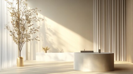 Aufkleber - Sophisticated and visually appealing backdrop featuring a pedestal and display case 3D illustration 3D rendering