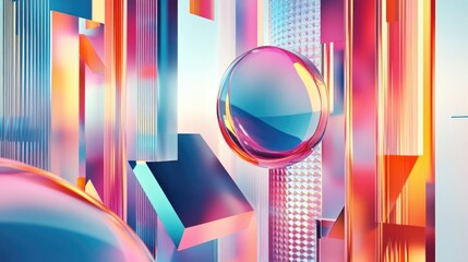 Aufkleber - Stunning geometric shape background 3D illustration and rendering