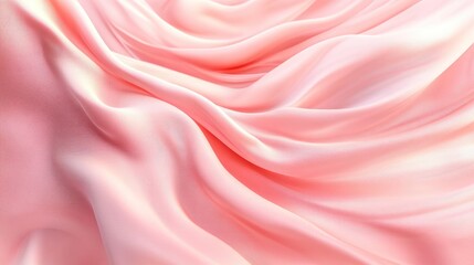 Poster - 3D render of an abstract background featuring flowing pink silk drapery creating a wavy fashionable wallpaper effect with softly falling fabric