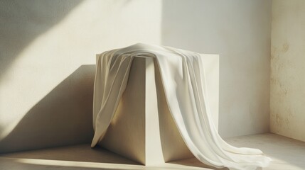 Aufkleber - Box draped with fabric 3D rendering Minimalist concept