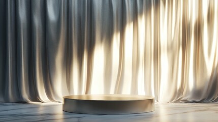 Poster - 3D rendering of a podium with a curtain backdrop for product display