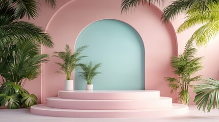 Poster - Podium setup for product showcase 3D rendering
