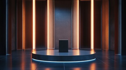 Poster - Elegant and visually appealing background featuring a pedestal and display showcase 3D illustration and rendering
