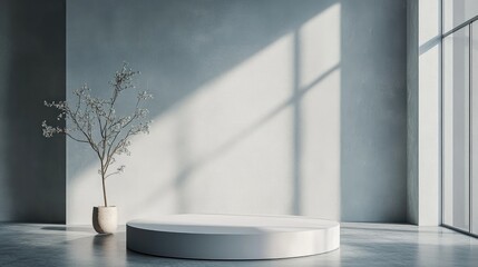 Aufkleber - Minimalist abstract backdrop featuring a podium designed for product display in a presentation context created through 3D rendering
