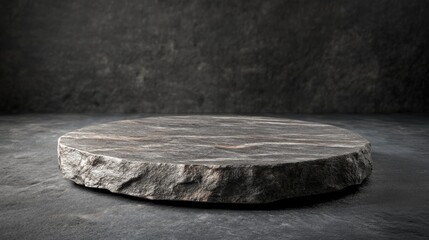 Poster - 3D rendering of a stone podium for showcasing products on a dark backdrop