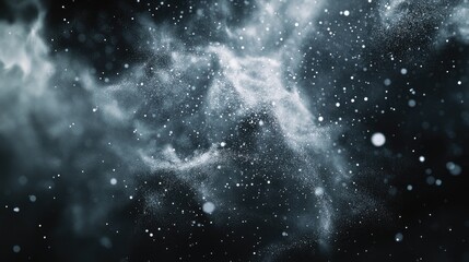 Aufkleber - Freeze motion of white particles on a black background in a 3D cartoon rendering Abstract dust overlay texture from a powder explosion