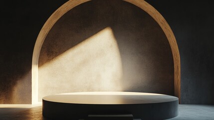 Aufkleber - 3D rendering of a podium with abstract minimal scene and geometric platform