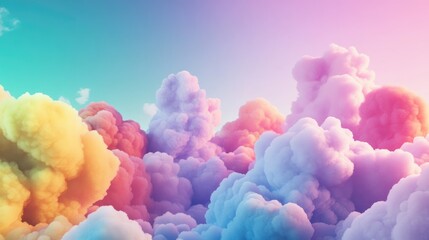 Fototapete - Clouds of mist on vibrant colorful backgrounds in 3D cartoon rendering