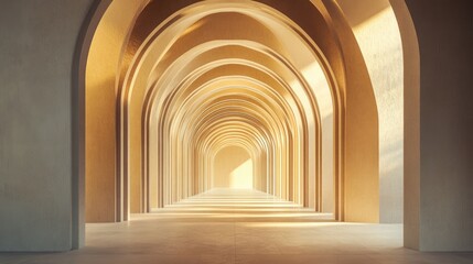 Poster - Abstract architectural background with arched interior 3D rendering