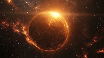 Aufkleber - 3D rendering of a planet s stars and galaxy in open space presented as a cartoon