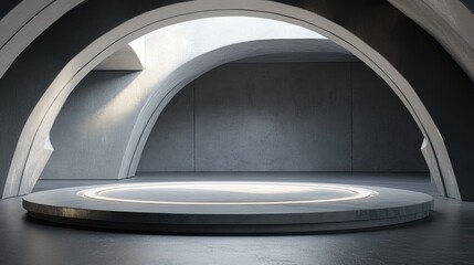 Poster - 3D rendering of a circular platform in a vacant space Digital computer graphic