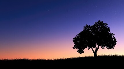 Aufkleber - Silhouette against a clear twilight sky in a 3D cartoon rendering for advertising nature concept or landscape concept