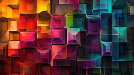 Aufkleber - Extruded abstract fractal background featuring a 3D cartoon rendering Modern art painting with futuristic wavy fractal elements Trendy desktop wallpaper showcasing colorful 3D rendered cubes and s