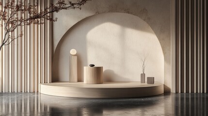 Poster - Podium set for product showcase 3D rendering