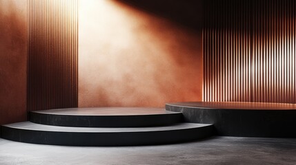 Poster - Abstract 3D rendering podium mock up for product display minimalist concept showcase geometric backdrop