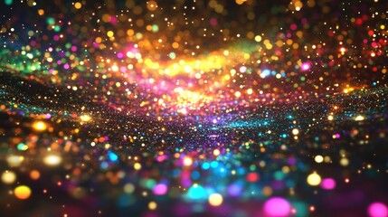 Aufkleber - Abstract background for a galaxy spectrum concept in a 3D cartoon rendering The multitude of colors represents numerous stars with hues drawn from a rainbow palette creating a vibrant and colorful
