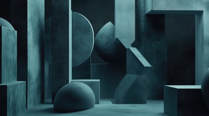 Leinwandbilder - Minimalist abstract backdrop featuring primitive geometric shapes rendered in 3D