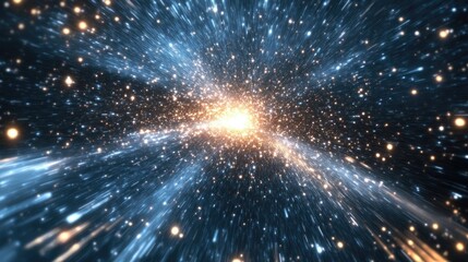 Aufkleber - Stars movement over the sky captured with slow shutter speed in a 3D cartoon rendering