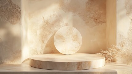 Aufkleber - 3D rendered abstract podium background for product display mock up or showcasing cosmetic items on a pedestal or platform
