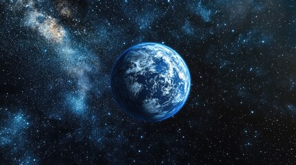 Aufkleber - 3D cartoon visualization of a blue planet within a starry cosmic space Stunning perspective featuring the planet merging with the infinite night universe