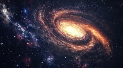 Fototapete - Galaxy in space showcasing the beauty of the universe and a black hole in a 3D cartoon rendering