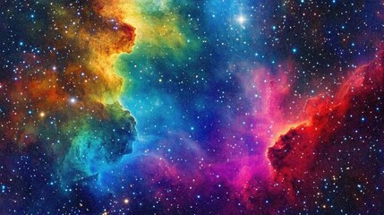 Wall Mural - colorful space background with stars featuring a nebula gas cloud in deep outer space 3d cartoon ren