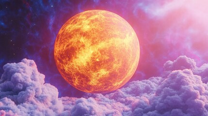 Poster - Cartoon 3D rendering of Planet Venus Cosmos art Solar system