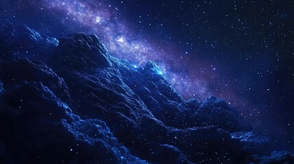 Poster - Beautiful night sky of the Milky Way galaxy in 3D cartoon rendering for background