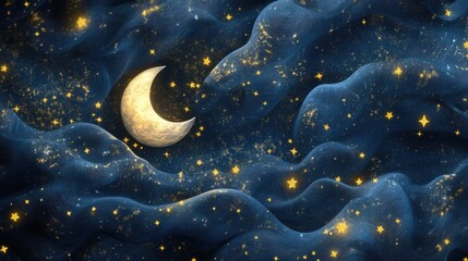 Poster - Mystical esoteric pattern featuring moon and stars in a 3D cartoon rendering