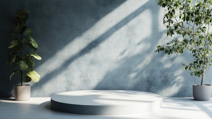 Aufkleber - Minimal exhibition podium scene with a low polygon background wall 3D rendering of a display stand